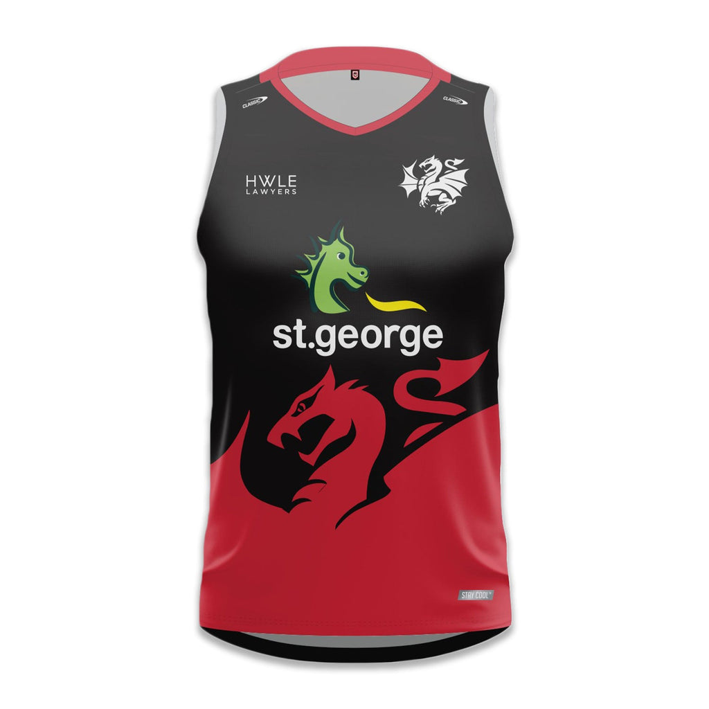St-George-Illawarra-Dragons-Classic Dragons 2024 Youth Training Singlet Black