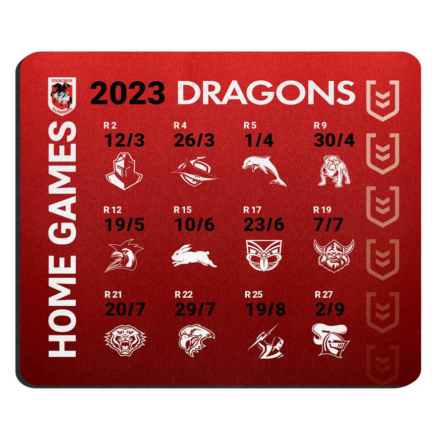 St-George-Illawarra-Dragons-Dragons 2023 Fixture Mouse Pad