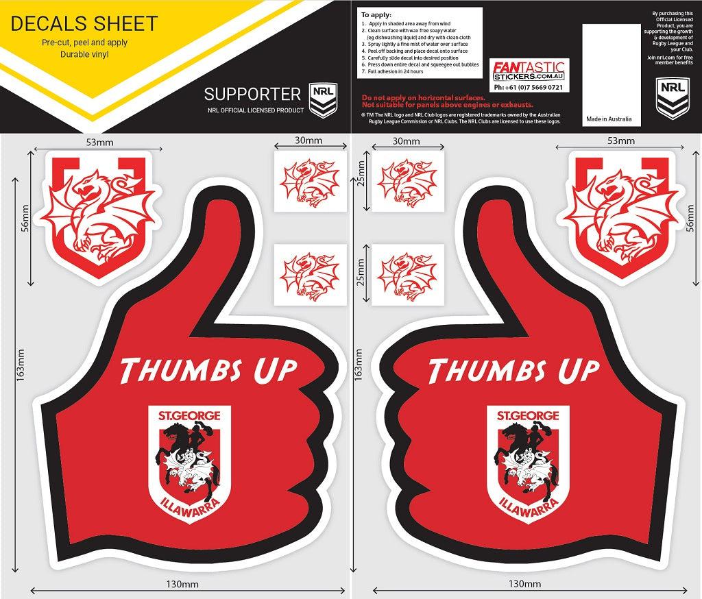 St-George-Illawarra-Dragons-Dragons Thumbs Up Decals