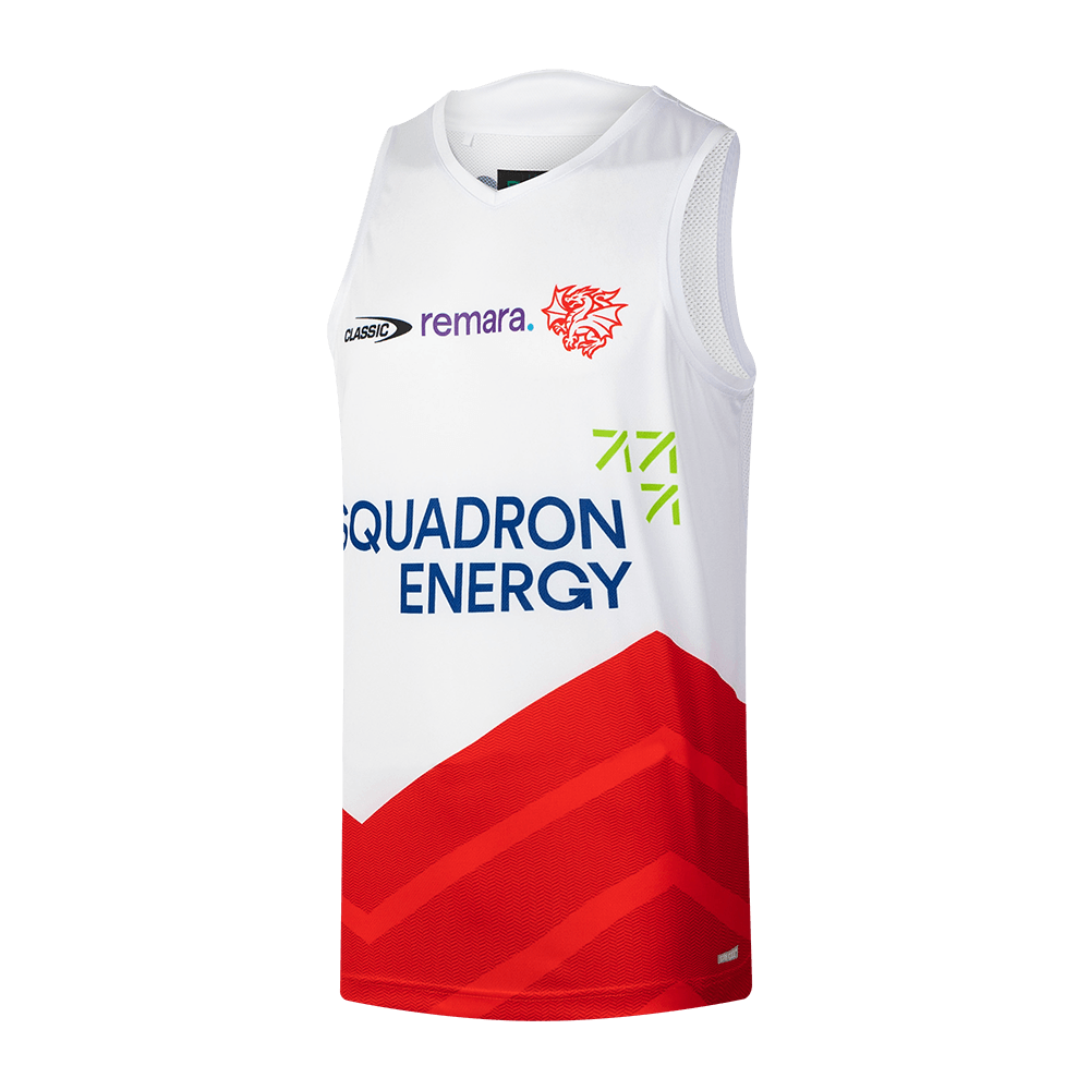 St-George-Illawarra-Dragons-Classic Dragons 2026 Adult Training Singlet White