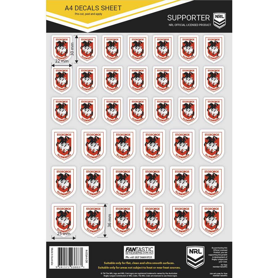 St-George-Illawarra-Dragons-Dragons A4 Decals Sheet