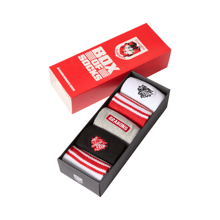 St-George-Illawarra-Dragons-Dragons Box of Socks 5 pack