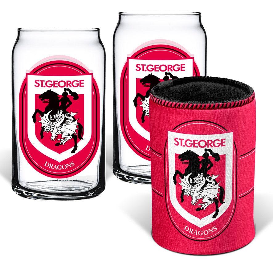 St-George-Illawarra-Dragons-Dragons Can Glasses and Can Cooler