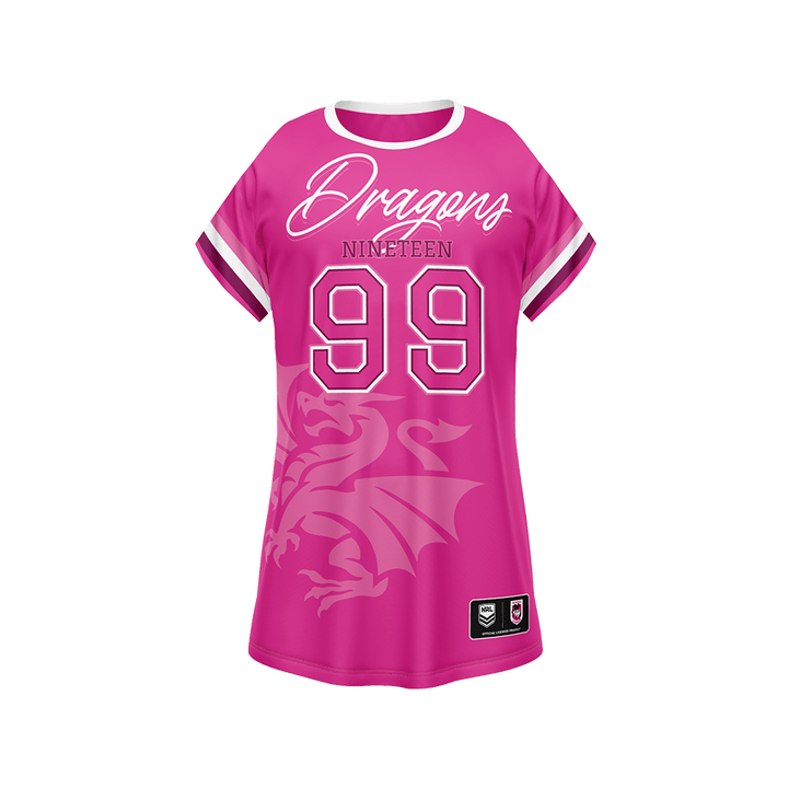 St-George-Illawarra-Dragons-Dragons Fuchsia Force T-Shirt Dress