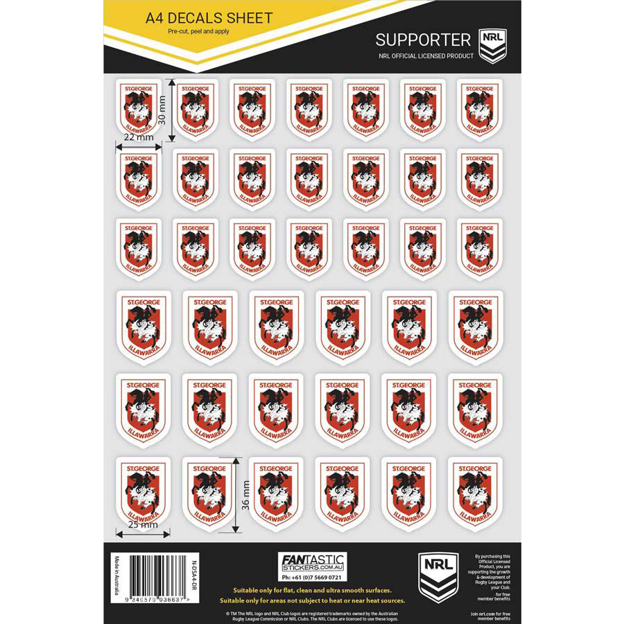 St-George-Illawarra-Dragons-Dragons Logo Sticker Sheet